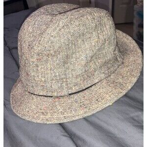 Du Pont Fedora Vintage Irish Crushable Hat Size L Brown Tweed